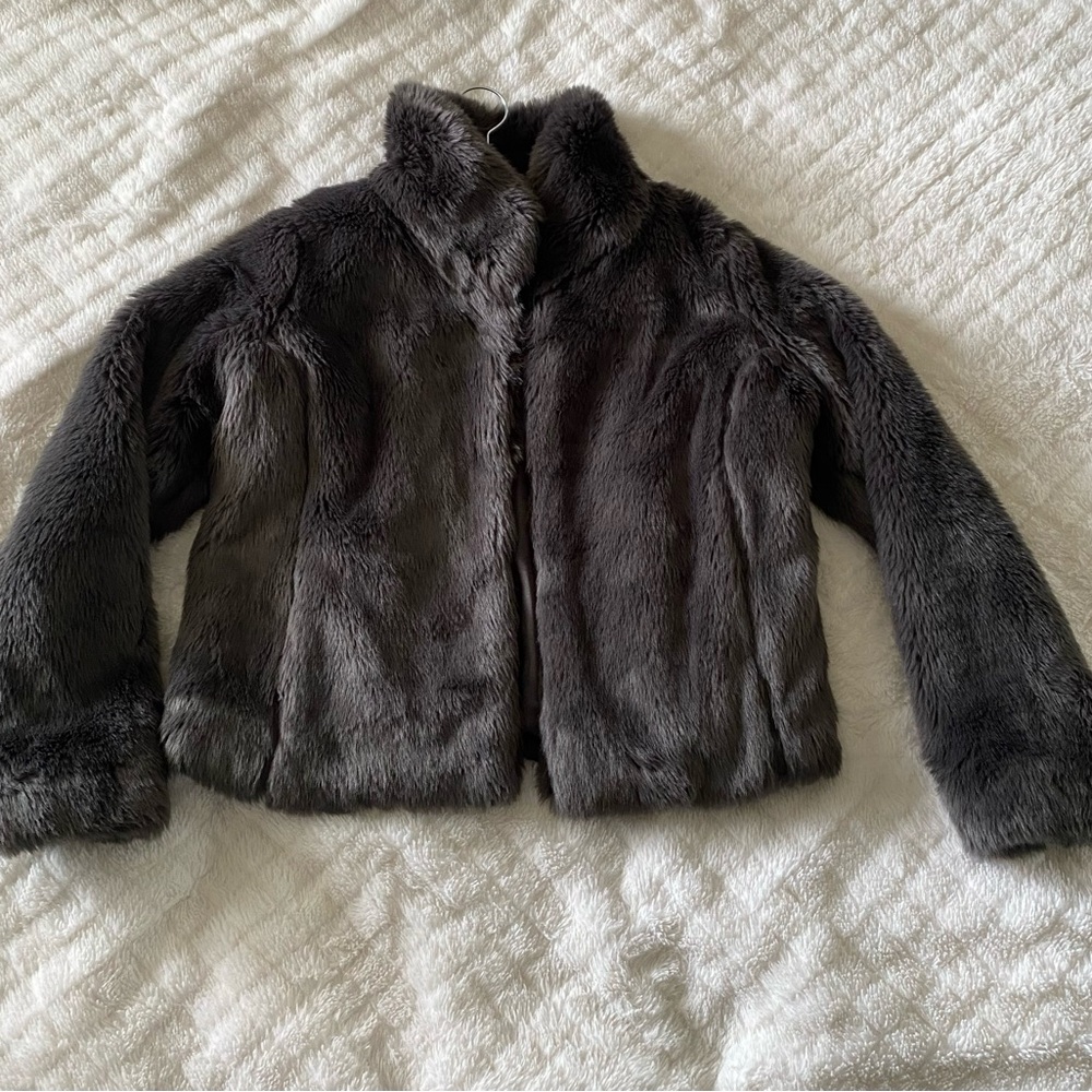 Faux Fur Jacket - Gray - image 1